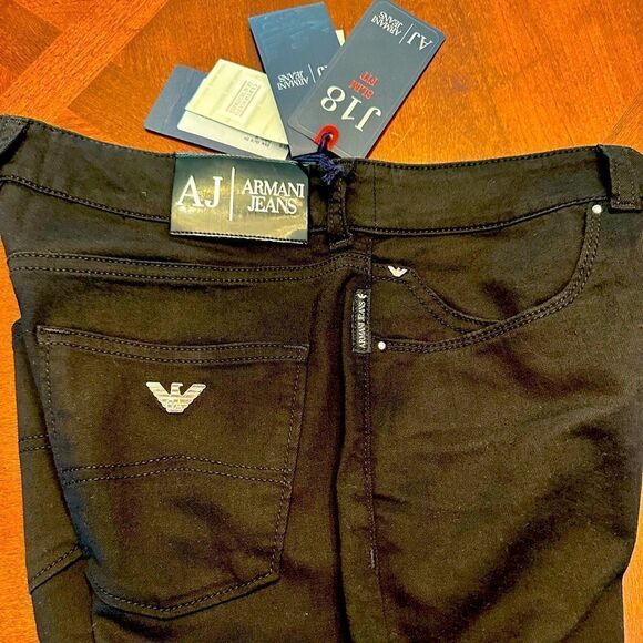 ARMANI JEANS J18 slim fit high waist lightweight jeans size 28 & 29 black color - Picture 5 of 10